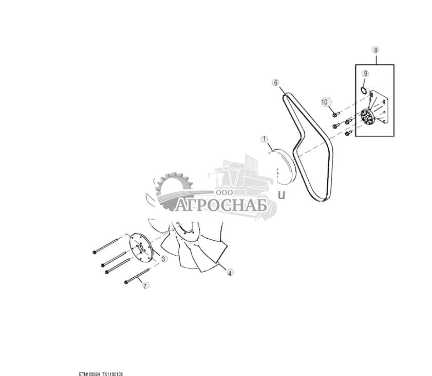 Комплект вентилятора без кондиционера воздуха (Engine 4045TT096-RE545793) - ST818225 161.jpg